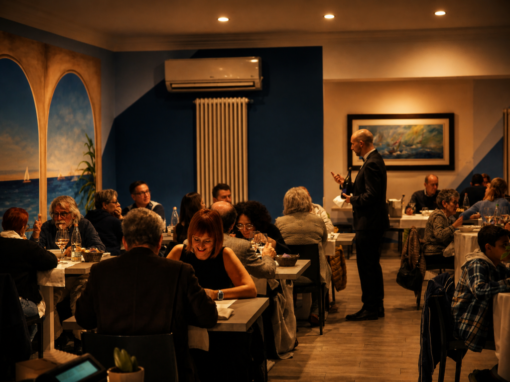Sala piena di gente che passa una serata speciale 